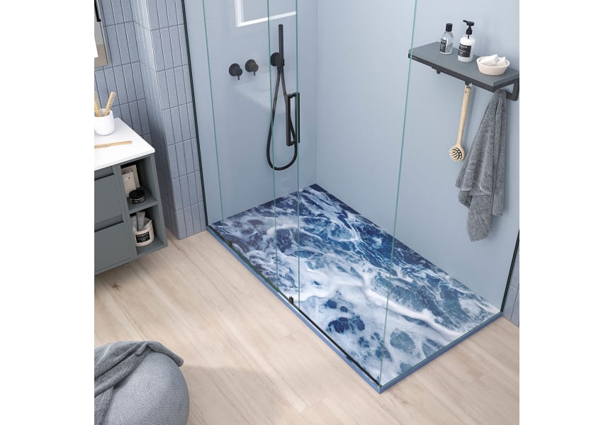 Receveurs de douche en résine décorés Design 3D Bleu Bruntec environnement 3