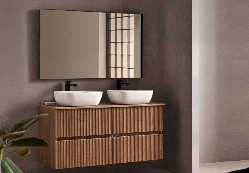 Conjunto mueble de baño con lavabo sobre encimera Etna Sanchís principal 1