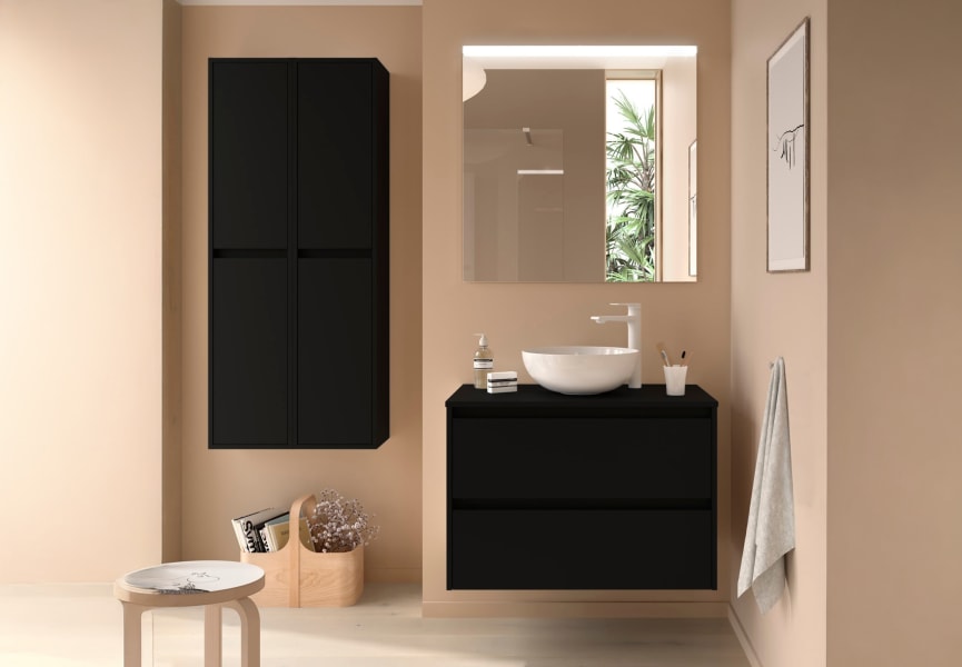 Meubles de salle de bains avec plan de toilette en bois Noja Salgar principal 7