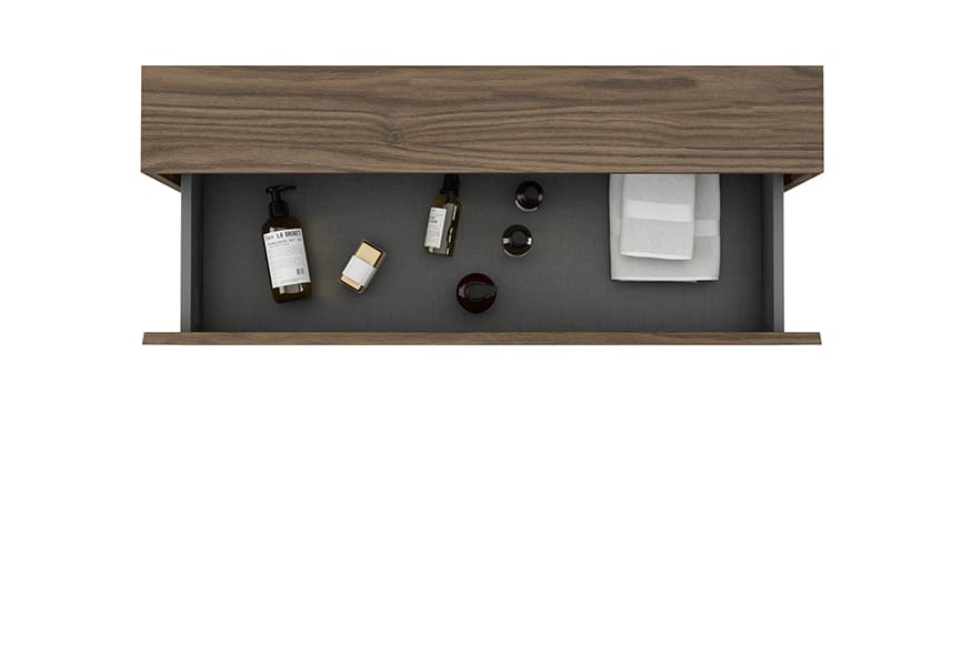 Mueble de baño con encimera HPL resina 10 cm acabado marmoleado Cala con cajonera Nomad Visobath detalle 17