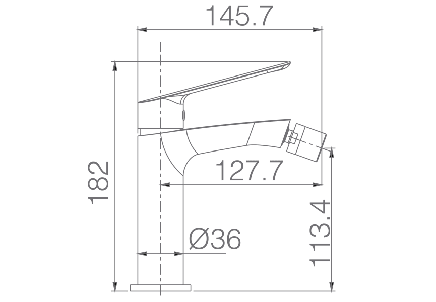 Grifo de bidé Luxor Imex croquis 3