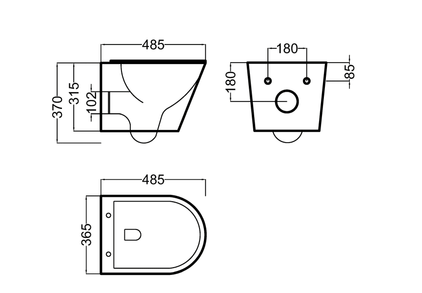 Pack inodoro suspendido + cisterna empotrada Lisboa Bruntec croquis 8