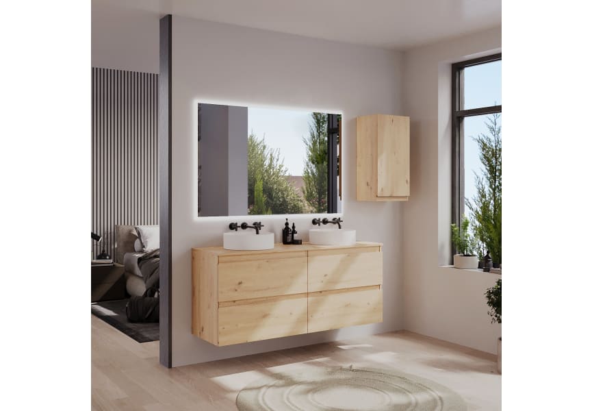 Meuble de salle de bains en bois avec plan de toilette en bois Vilma Bruntec principal 0