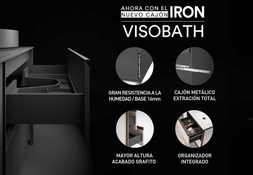Mueble de baño con encimera de madera Indico Viso detalle 11