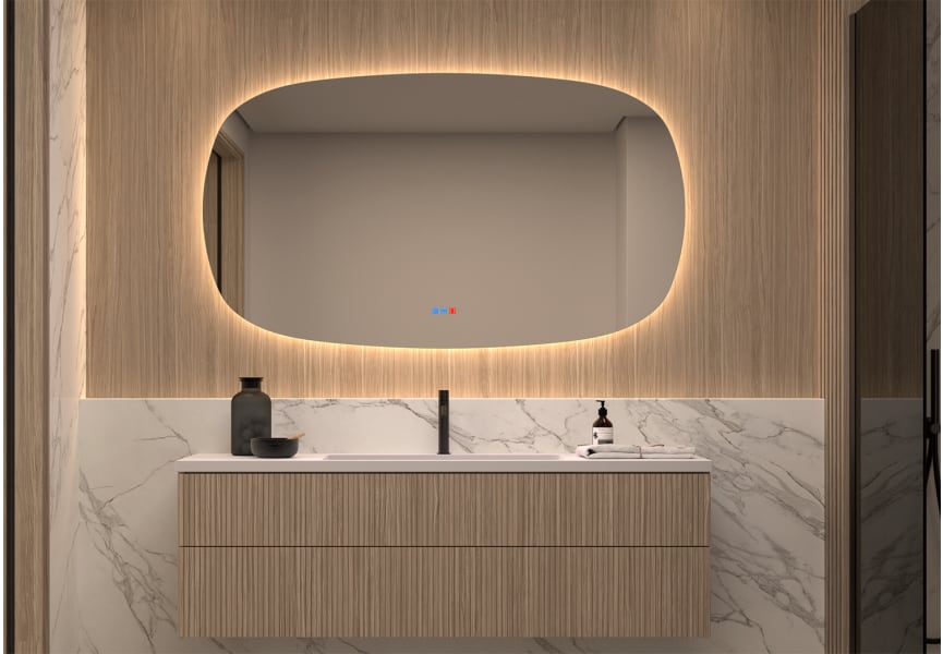 Miroir de salle de bain avec éclairage LED Look Bruntec principal 2