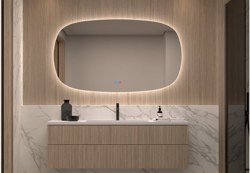 Miroir de salle de bain avec éclairage LED Look Bruntec principal 1