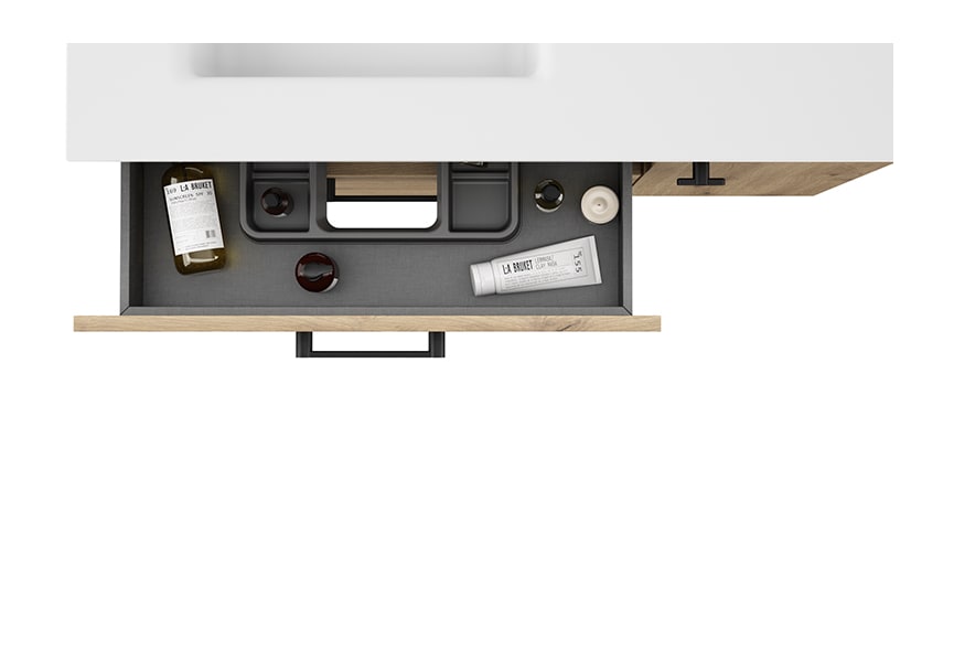 Conjunto mueble de baño suspendido con lavabo Flat Verso Viso detalle 7