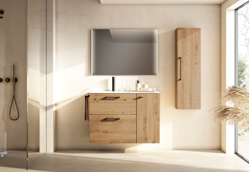 Conjunto mueble de baño suspendido con lavabo Flat Verso Viso ambiente 14