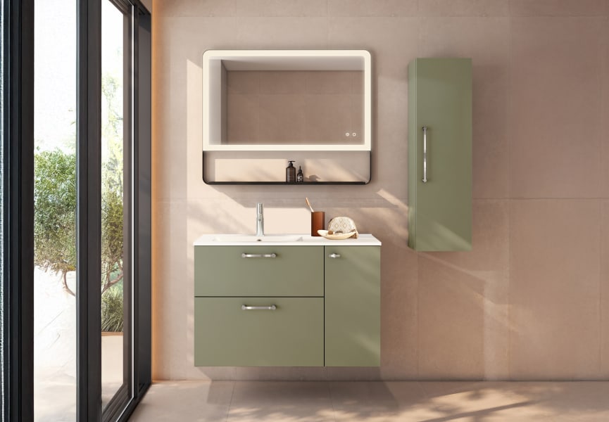 Conjunto mueble de baño suspendido con lavabo Flat Verso Viso principal 4