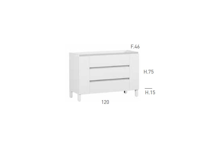 Mueble de baño con encimera de madera Kloe Campoaras croquis 3