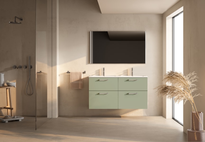 Conjunto mueble de baño suspendido con lavabo Flat Verso Viso principal 4