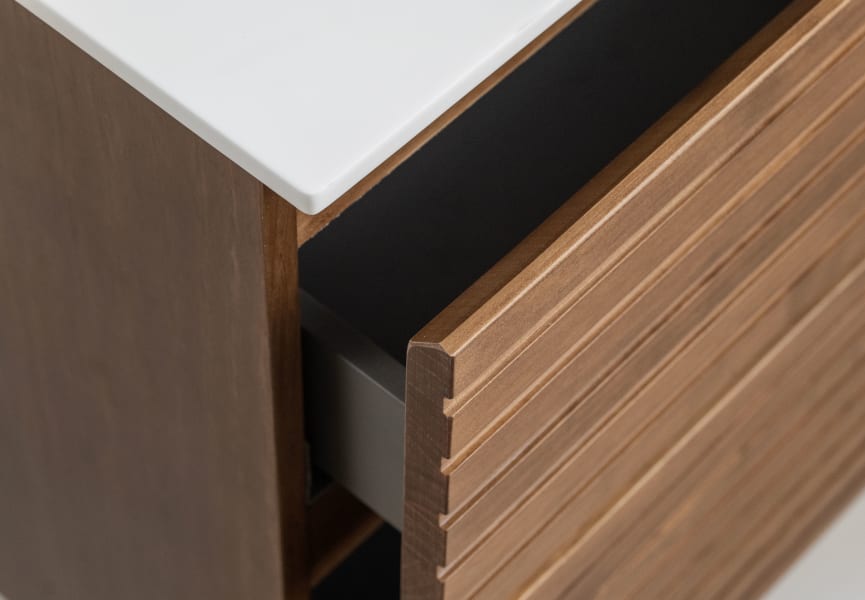Meuble de salle de bain en bois massif avec plan de toilette Solid surface Alpes 5 Bruntec détail 5