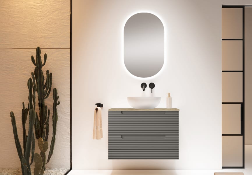 Meuble de salle de bains avec plan de toilette hydrofuge Chêne Costa Kyoto Viso principal 6