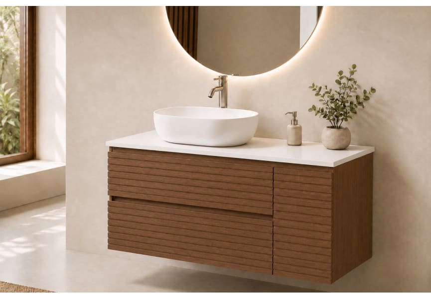 Meuble de salle de bains Alpes 21 Bruntec avec plan de toilette Solid Surface blanc principal 3