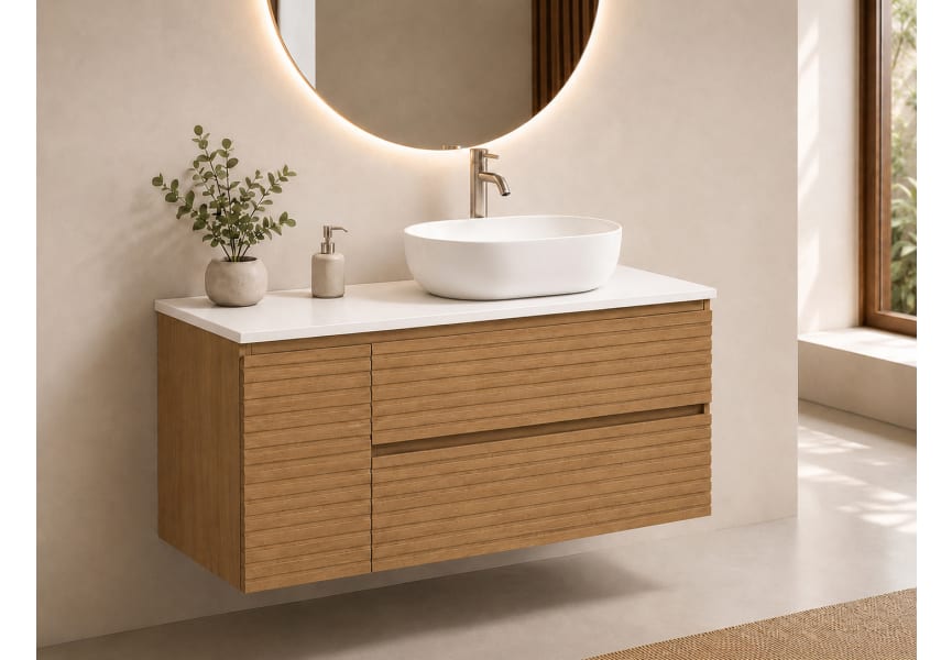 Meuble de salle de bains Alpes 21 Bruntec avec plan de toilette Solid Surface blanc principal 0