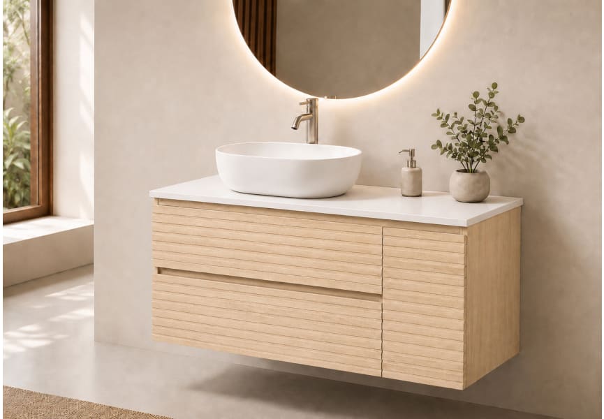 Meuble de salle de bains Alpes 21 Bruntec avec plan de toilette Solid Surface blanc principal 2
