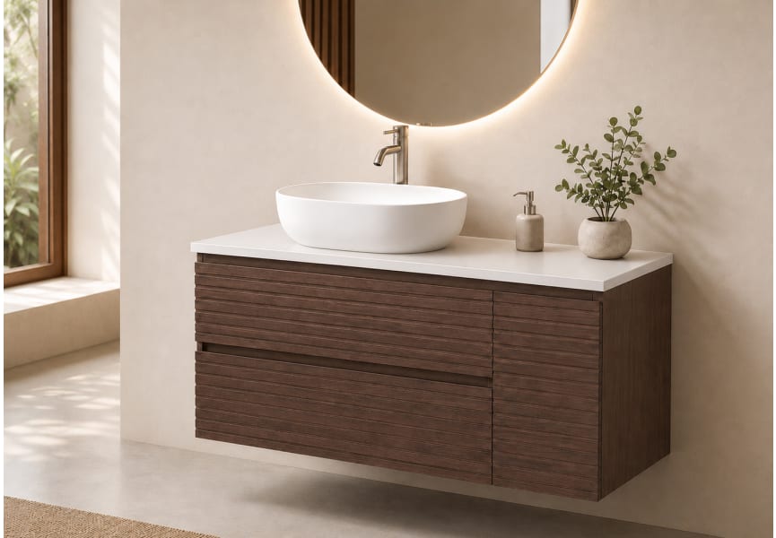 Meuble de salle de bains Alpes 21 Bruntec avec plan de toilette Solid Surface blanc principal 4