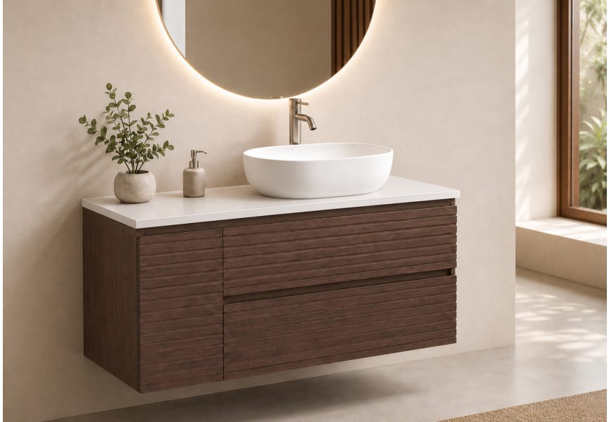 Meuble de salle de bains Alpes 21 Bruntec avec plan de toilette Solid Surface blanc principal 5