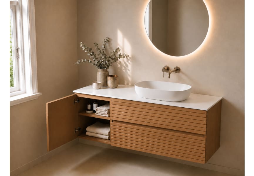 Meuble de salle de bains Alpes 21 Bruntec avec plan de toilette Solid Surface blanc détail 8