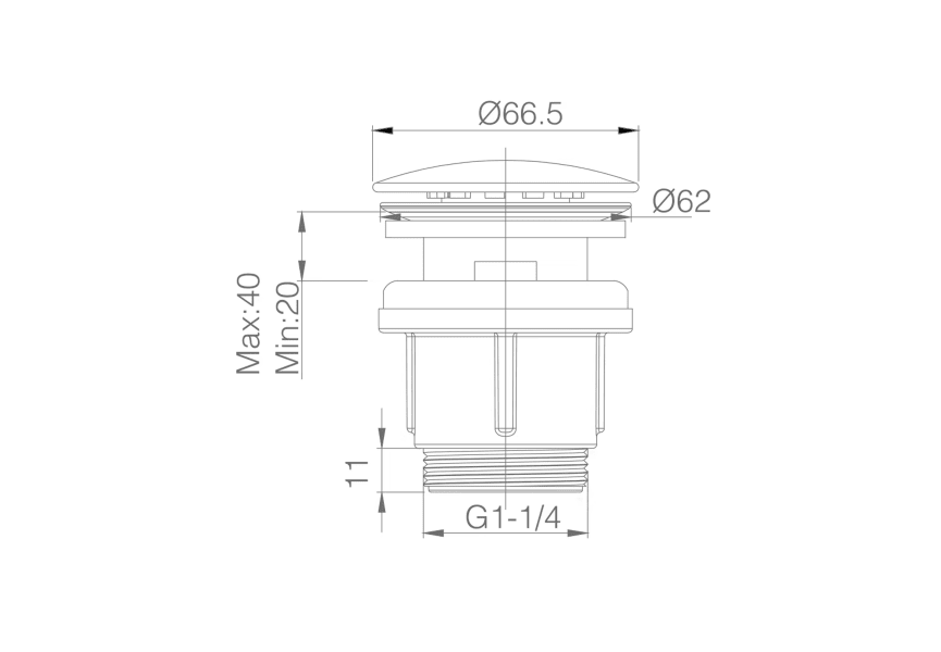 Bonde de lavabo clic-clac en PVC Imex croquis 5