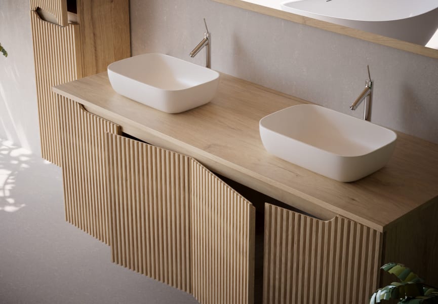 Mueble de baño con encimera de madera maciza Alpes 15 Bruntec detalle 5