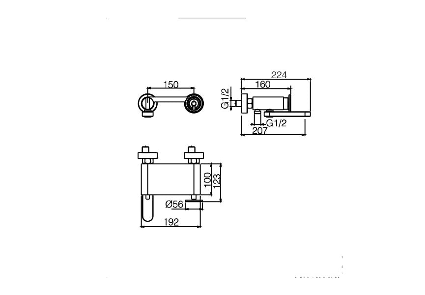 Robinet de baignoire et douche encastré Olimpo Imex croquis 5
