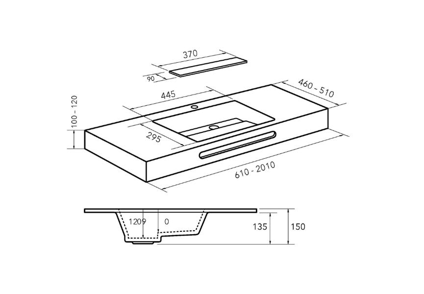 Lavabo suspendu Illice Bruntec croquis 3