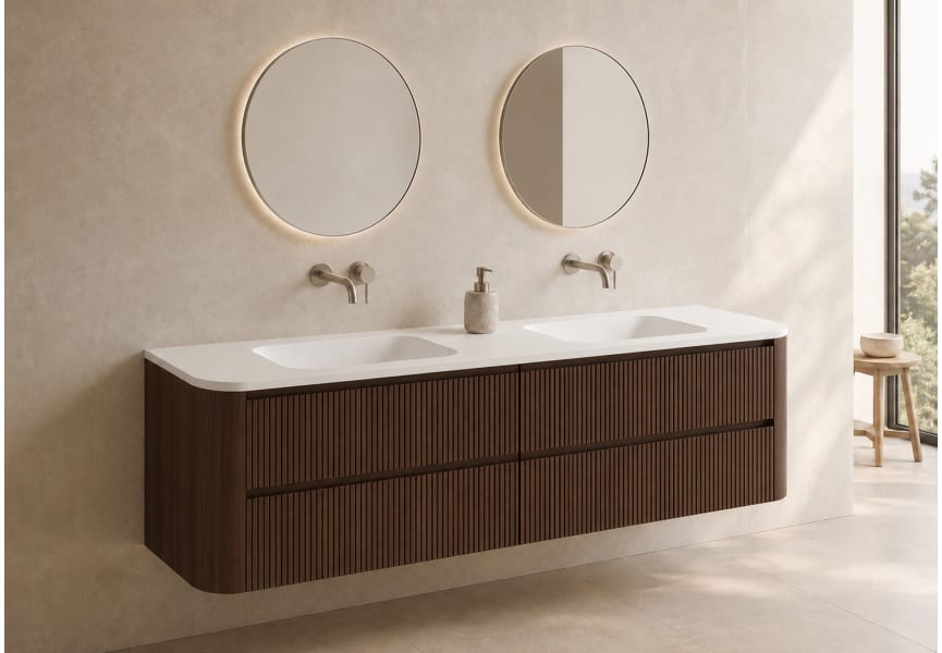 Ensemble de meuble de salle de bains avec lavabo en Solid Surface « Duna » de Bruntec principal 5