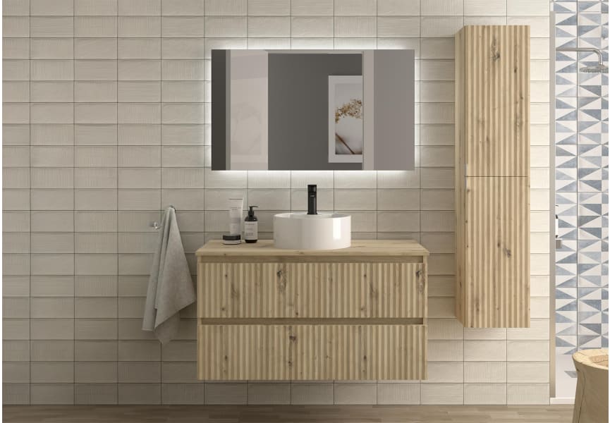 Conjunto mueble de baño Kira Salgar con lavabo sobre encimera principal 1