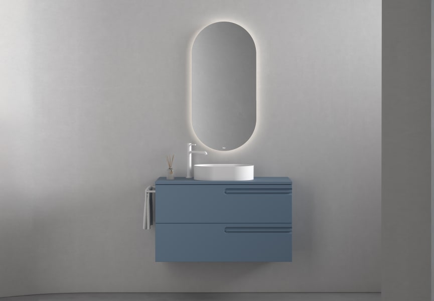 Meuble de salle de bains avec plan de toilette en bois Econic Royo principal 5