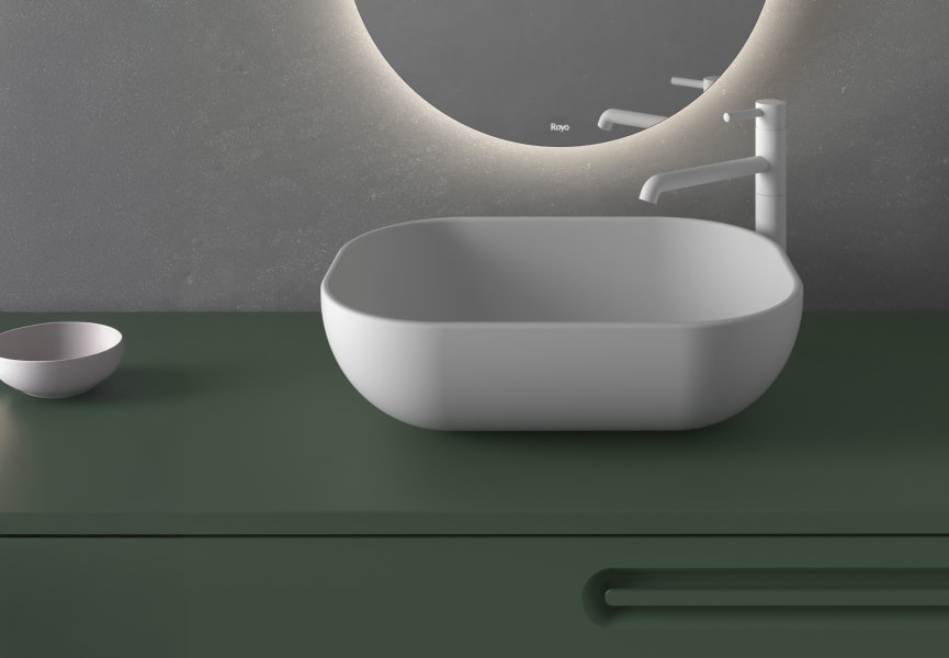 Meuble de salle de bains avec plan de toilette en bois Econic Royo détail 6