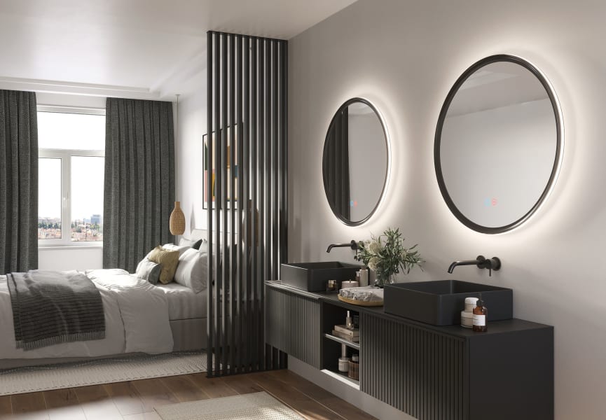 Miroir de salle de bains avec éclairage LED Torino Ledimex environnement 11