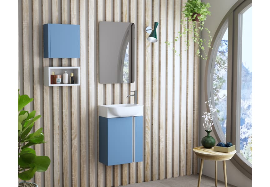 Ensemble meuble de salle de bains à faible profondeur 22 cm Versa Coycama principal 2