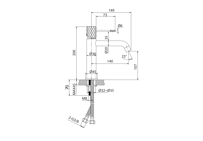 Grifo de lavabo Bless Imex croquis 42