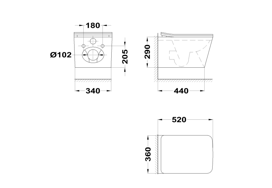 Pack inodoro suspendido + cisterna empotrada + pulsador Soller Strohm Teka croquis 4