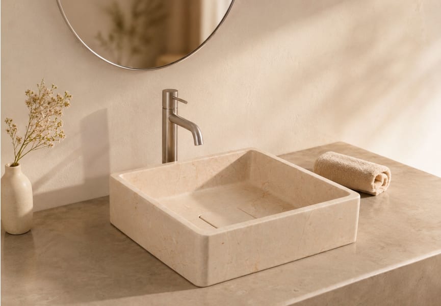 Lavabo de mármol natural Nilo Bruntec ambiente 4