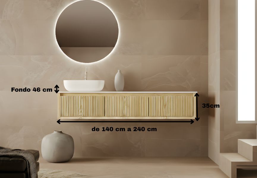 Meuble de salle de bain en bois massif avec plan de toilette Alpes 20 Bruntec croquis 5