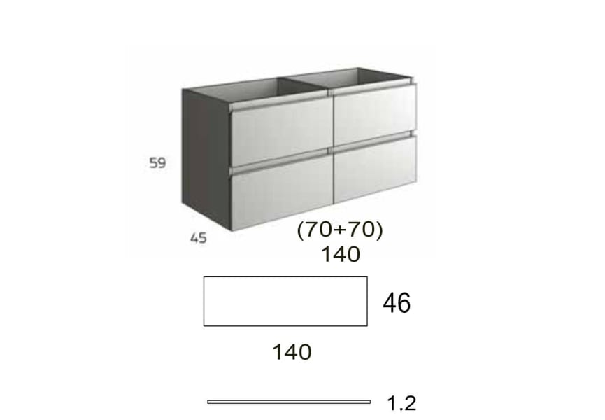 Mueble de baño con encimera de madera Roma Bruntec croquis 8
