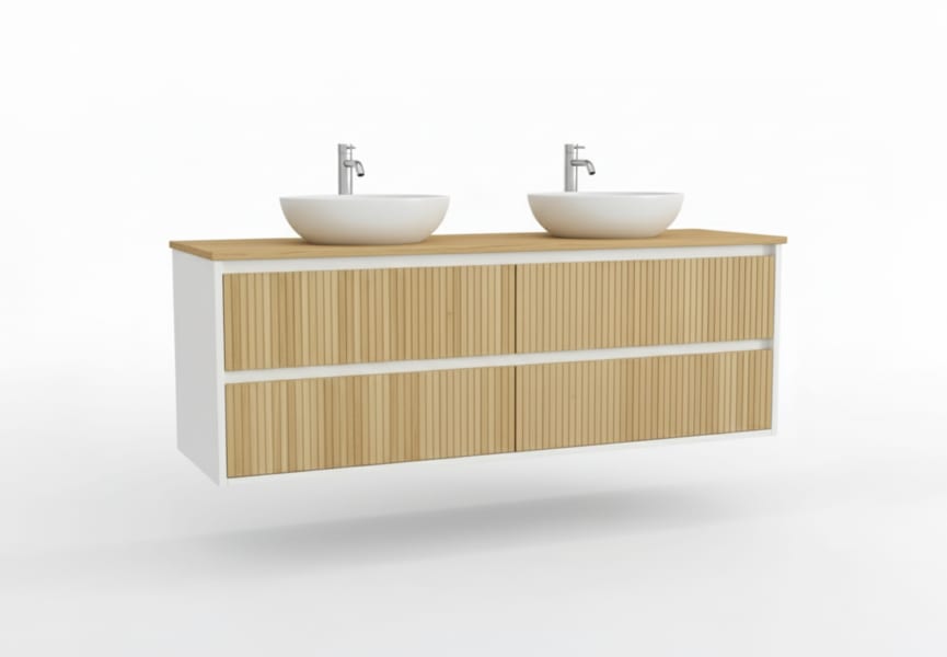 Mueble de baño madera maciza con encimera de madera Alpes 18 Bruntec principal 2