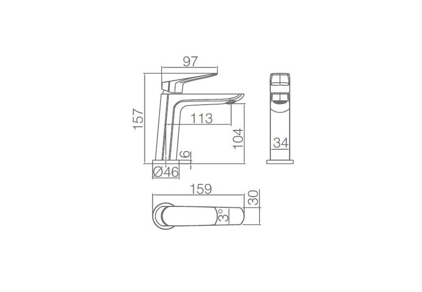 Mitigeur de lavabo Bélgica Imex croquis 4