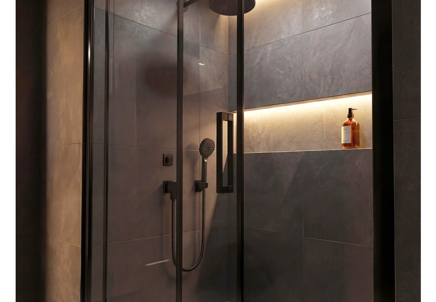 Paroi de douche profilé noir New Sabik Bruntec détail 1