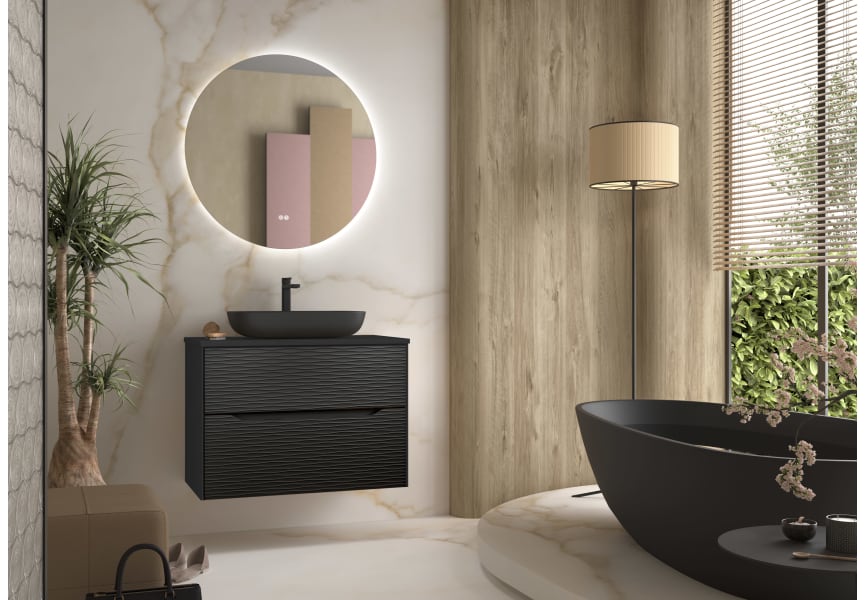 Meuble de salle de bains avec plan de toilette en résine Sahara Coycama principal 0