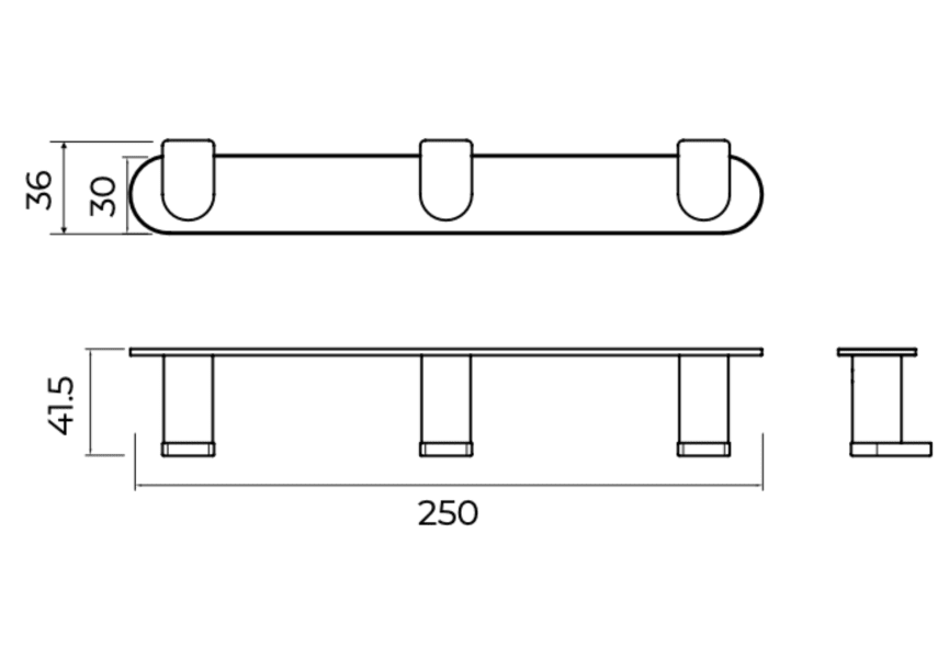 Patère de salle de bain Triple Practic Medimex croquis 7
