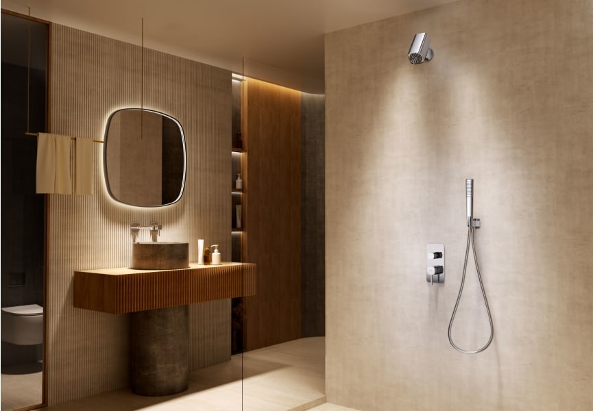 Ensemble de douche encastré avec pomme de douche orientable Imex Toscana environnement 9