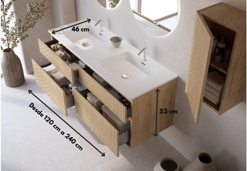 Conjunto de mueble de baño madera maciza palilleria Alpes 7 Bruntec croquis 4