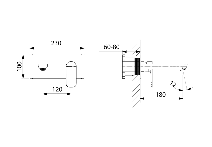 Robinet de lavabo encastré Cassio GME croquis 10