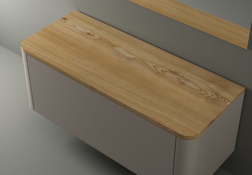 Mueble de baño con encimera de madera maciza Baviera Bruntec detalle 4
