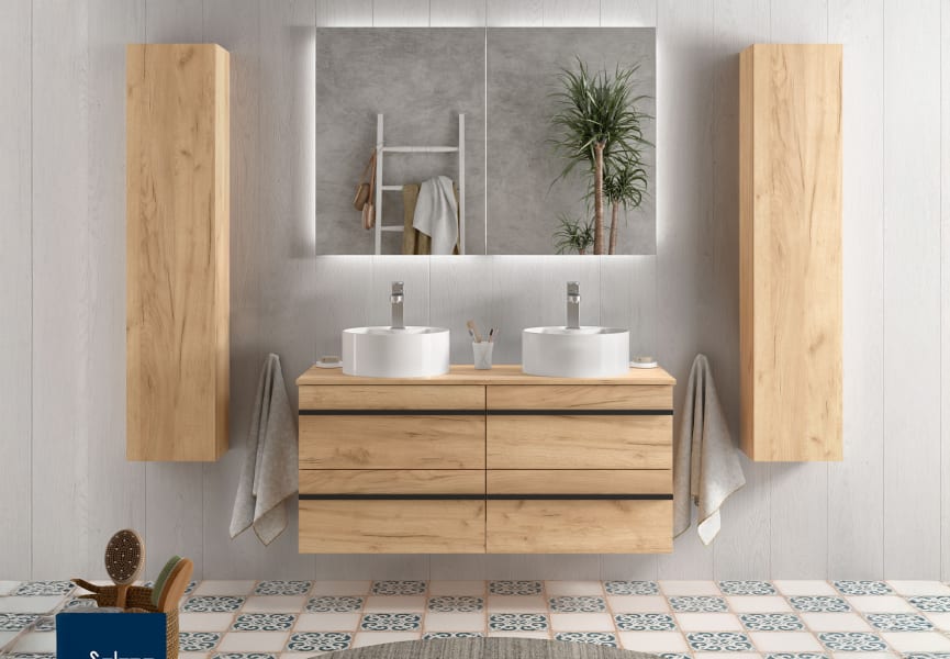 Conjunto mueble de baño con lavabo sobre encimera Born Salgar principal 0