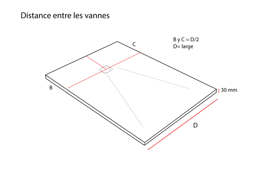 Receveur de douche en résine Stone Plus Bruntec croquis 3