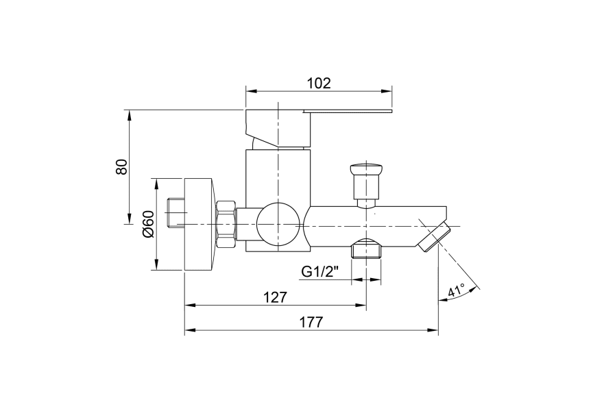 Grifo de bañera Iony de GME croquis 2